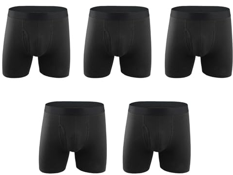 Octipa Men's Ultra-Absorbent Incontinence Boxer Briefs-5 Pcs,12H Leak-Proof & Odor-Resistant, 4-Layer DryShield Technology (Black, L, Count, 5)