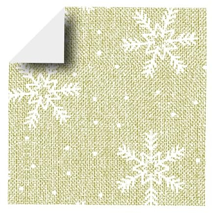 Gef Aura Tovaglioli Airlaid 40x40 cm Effetto Tessuto, 50 Pezzi Monouso per Catering Ristoranti Hotel Eventi, Morbidi Resistenti tipo Stoffa, Made in Italy, Fantasia Fiocchi Baita Oro