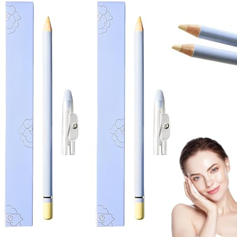 Matita Correttore Waterproof Multifunzionale Con Temperino, Matita Correttore Waterproof, Illuminante Viso Con Temperino Integrato, Anti-occhiaie (Beige×2)