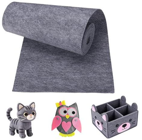 Filz Meterware 300cm x 30cm x 3mm, Filzrolle Filzstoff zum Basteln, Polyester Filz Zuschneiden Filzrolle für DIY Aufbewahrungstasche Filzunterlage Patchwork Nähen Basteln Handwerken Dekoration, Grau