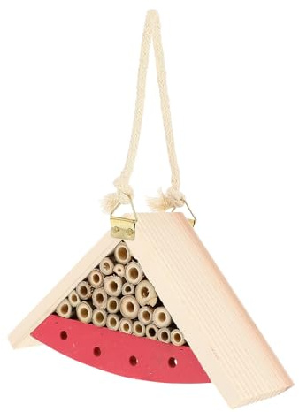 DRESSOOS Hängendes Insektenhaus und Eisen mit Seil Leicht zu Benutzen für Garten Geeignet Rosa Bemalt als Bienenhaus und Hummelhaus