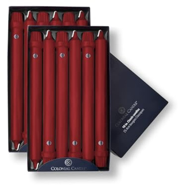 Colonial Candle NCC10.1620 Traditional Cranberry Taper Candles, 10, Maroon, Burgundy, Red
