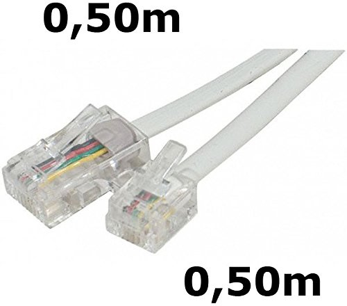 DITM® Cordon Téléphone ou ADSL RJ11 Male vers RJ 45 Male (0,50m, Blanc)
