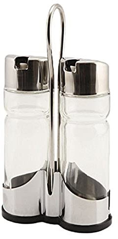 Genware NEV-4016 Oil and Vinegar Set with Stand (Pack of 3)