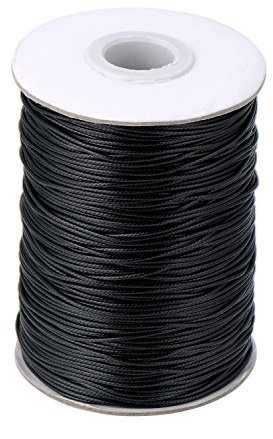 Nachahmung Leder Thread Geflochten Gewachst String, Schwarz (160 Meter, 1 mm Durchmesser)