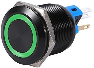 Qiilu QL00247 Interruttore a pulsante autobloccante a tenuta stagna da 22 mm 12V LED(GreenLED)