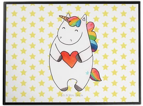Mr. & Mrs. Panda Bastelunterlage Einhorn Herz - Geschenk, Freundin, Witzig, Einhörner, tischmatten, Bunt, Unicorn, schreibtischunterlagen, tischpad, Schreibunterlage, schreibtischunterlage