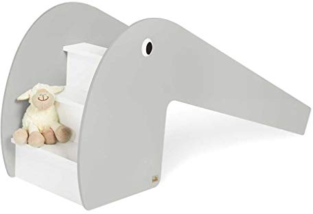 Pinolino Indoor-Rutsche Lotta aus Holz, Belastbarkeit 60 kg, mit 2 Augenaufklebern, für Kinder ab 3 Jahren, weiss/grau, 1 Stück (1er Pack)