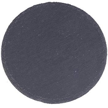 Plato redondo de pizarra natural de 15 cm, placa de piedra sólida para tartas, sushi, barbacoa, queso, pizza, fruta, color negro