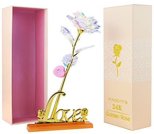 Regalo Originales para Mujer Rosa Eterna 24K Regalo Cumpleaños Mujer Rosa de la Galaxia con Caja Regalo Cumpleaños Madre Amiga Novia Abuela Mama Pareja Hermana Suegra Aniversario Navidad San Valentin