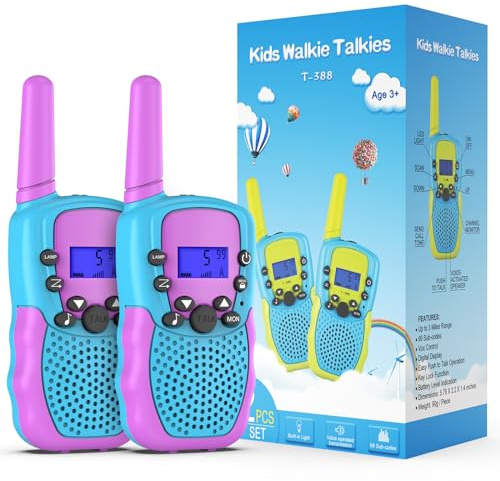 Selieve Toys for 3-14 Year Old Children's, Walkie Talkies for Kids 22 Channels 2 Way Radio Toy with Backlit LCD Flashlight, 3 Miles Range for Outside, Camping, Hiking Purple