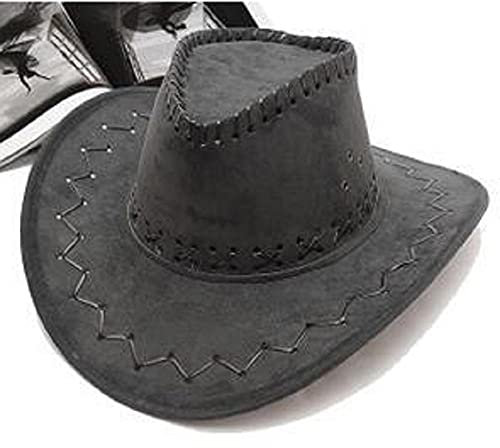 Sonnenhut Strohhut Hut Damen Mode Einfache Retro-Cowboyhut Jazzhut Mit Breiter Krempe Partyhut-Dark_Grey