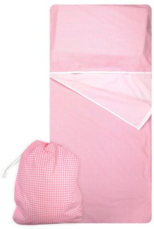 Panini Tessuti Ensemble de Jardin d'enfants, Sac de Couchage d'été et Pochette pour Les bébés de 2 à 6 Ans - Tissu 100% Coton - Made in Italy (Square Rose Kindergarten Set)