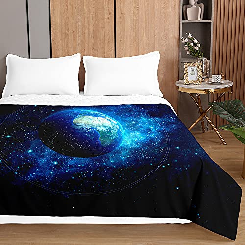 Surwin Trapuntino Copriletto Trapuntato Primaverile Estivo,Stile Moderno,Trapuntino in Morbida Microfibra con Stampa Galaxy 3D Leggero Coperta Letto Singolo Matrimoniale (Otto Pianeti,150x200cm)