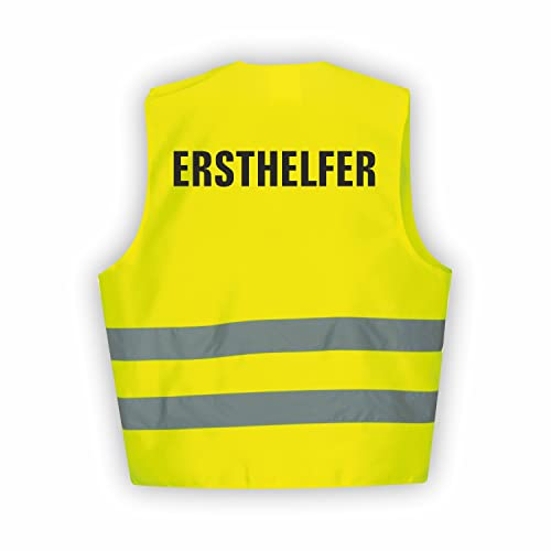 Fassbender-Druck WARNWESTEN - Sicherheitsweste GELB Warnweste nach EN ISO 20471 zertifiziert - Warn Weste für ERSTHELFER - Unisex mit hochwertigem Reflektorstreifen (GELB I 3XL/4XL I 1St.)