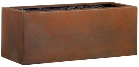 Casa Mina Pflanzkübel groß außen - Fiberglas Blumenkübel Rechteckig 77x37x37cm - Premium Pflanzgefäß für Draußen - Blumenkübel Frostsicher - Blumenkasten für den Garten rost - Gillingham