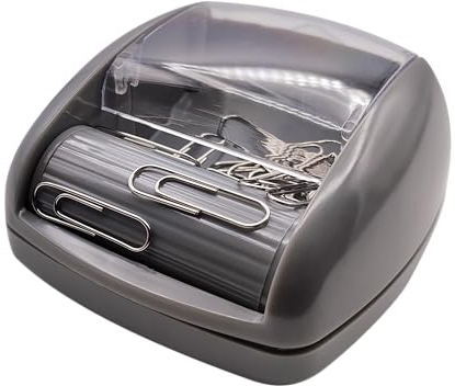 RAYLU PAPER® - Magnetischer Clipsspender für den Schreibtisch, inkl. 20 Clips (Grau) - Kunststoff - Büroklammernhalter