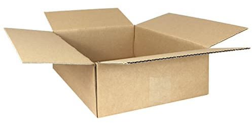 smiley pack 300 Stück Faltkartons 350 x 250 x 100 mm KK S braun | Versandkarton aus Wellpappe 1 wellig – Verpackungskartons 35 x 25 x 10 cm – Pappkarton Versandbox Paket Päckchen