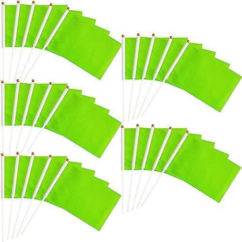 50 Packs Plain Green Hand-hold Mini Flag Solid Color DIY Graffiti Banner Referee Flag Party Parade Celebration Sports Kindergarten School Events Festival Outdoor Decoration 14 * 21cm/5.5 * 8.2in