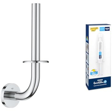 GROHE Start - Reservepapierhalter (Material: Metall, wandmonatge, verdeckte Befestigung), Chrom, 41186000 + Kleber für Badaccessoires