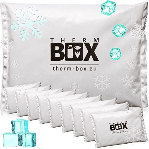 THERM BOX Profi Kühlakku für Kühlbox Set 10 Stück Groß 450g Wiederverwendbar Kühlpad Kühlpack Kühlbeutel Kühlkissen Weiß