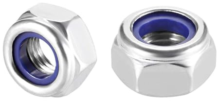 MOGADEE® DIN985 Sechskantmuttern M8, 20 Stück Sicherungsmuttern Edelstahl, Selbstsichernde Muttern Stoppmutter, Standard A2 V2A M8 Mutter, Sechskant Edelstahlmutter Stoppmuttern Kontermuttern
