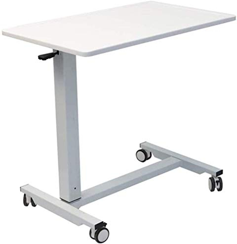 PeNbO Höhenverstellbarer Stehschreibtisch, tragbares Sitz-Steh-Rednerpult mit pneumatischem, rollbarem Laptop-Ständer, perfekt für Schule, Heimbüro, Weiß