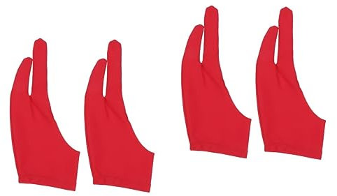 IMIKEYA 4stücke Zwei Finger Malhandschuhe Rote Künstlerhandschuhe Anti-schweiß Für Zeichnen Und Skizzieren Geeignet Für Grafiktabletts Und Digitale Kunst
