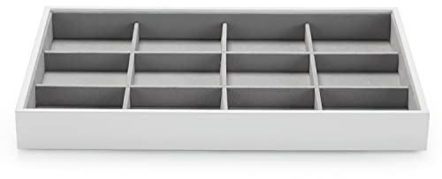 Papten stapelbar Schmucktablett, Schmuckaufbewahrung Schublade Schmuckeinsatz Organizer Schmuck Display 12 Fächer für Halskette Armband Uhr Armreif