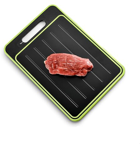 4 in 1 Defrosting Board, Miracle Melt Defrosting Board Fast Thaw Meat ＆ Frozen Food, Defrosting Tray Double As Cutting Board with Grater, Sharpener, 2-Sided Chopping Board (9.8x14)