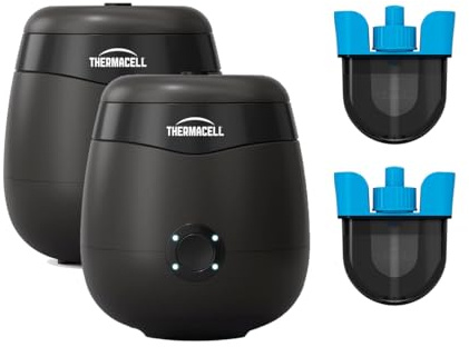 THERMACELL 2 Boucliers Anti Moustiques & Moustiques Tigres - 29m² Extérieur | Sans Fil, Rechargeable - Noir - Jardin, Terrasse, Piscine, - Effet Rapide, Inodore - 2 Recharges - 80h - THE55NOIR2