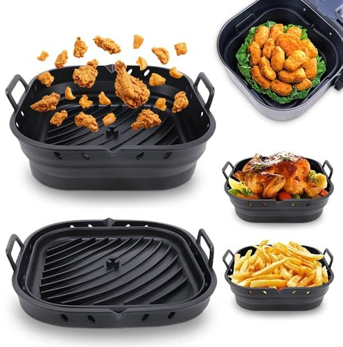 Arieador 2 Piece 22 cm Silicone Mould for Hot Air Fryer, 2 Pieces Airfryer Accessories, XL Silicone Baking Mould for Philip XL 6.2 L, Cosori 5.5 L/4.7 L, Cecotec 6 L, Reusable Instead of Baking Paper