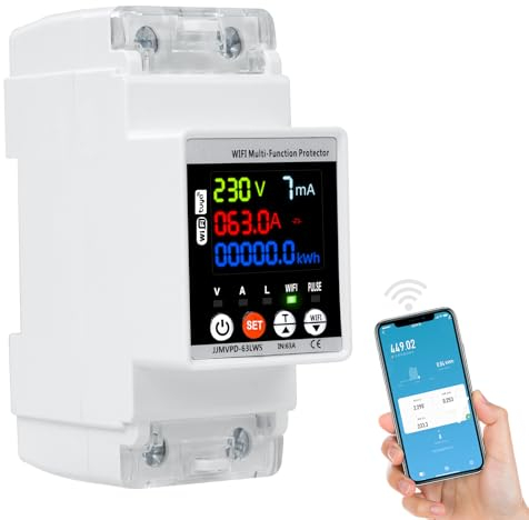 63A wifi contatore energia elettrica Automatica protezione da sovratensione e sottotensione wifi Scaricatore di sovratensione 220v Automatico perdita sopra protezione (tensione regolabile)