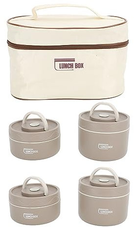 Joyzan Stainless Insulated Food Container, Portable Lunch Containers With Thermal Bag Vacuum Jar Keep Bento Hot Boxes Leak Proof Wide Mouth Design for Cool Warm School Work Adults (4 Box)