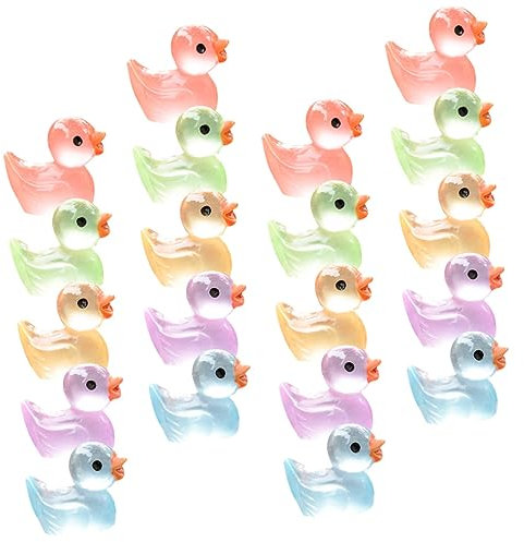 KITANDOVE 50stücke Mini Resin Ducks Luminous Potted Plants Dekoration Realistische Miniatur-Ente Figuren Für Gartendekoration Puppenhaus Und Aquarien Farbenfroh Und Langlebig