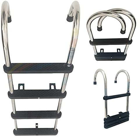 YJKKZQLB Bootsleiter, Einstiegsleiter aus rostfreiem Stahl in Marinequalität, 4-stufige, klappbare Teleskop-Bootsleiter, für Schanzkleid/Ponton/Schwimmbad/Deck