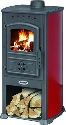 Estufa de leña Zar Modena de acero y hierro fundido - Color Rojo