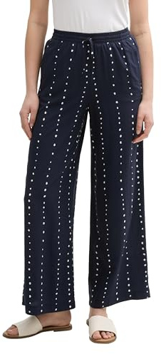 TOM TAILOR Pantalones Palazzo de Pierna Ancha para Mujer, 38063 - Navy Dot Print, 34W / 32L