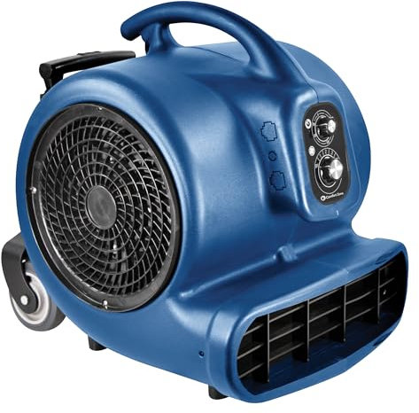 Nexair Secador de alfombras industrial apilable de alta velocidad de 1 HP, 3 velocidades, soplador de aire con temporizador de apagado automático, ventilador de secado de suelo ajustable, seca y