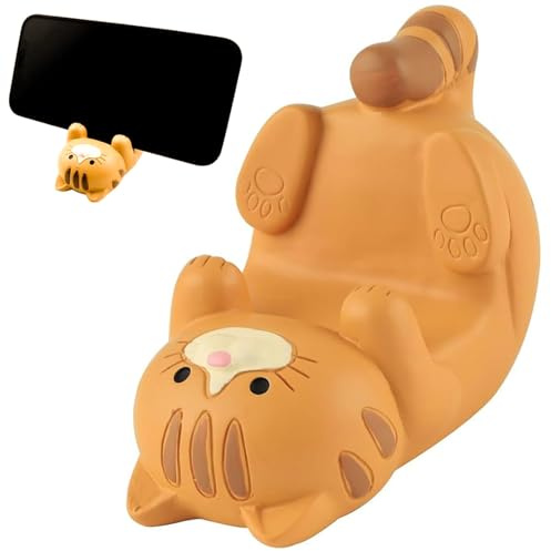 LUHOCIY Handys Halterungen Ständer Telefonhalter Handyhalter Handy-Ständer Funny Holder Süßer Universal-Handyhalter für den Schreibtisch,Tischdekoration Modellieren Zubehör (Orangefarbenes Kätzchen)