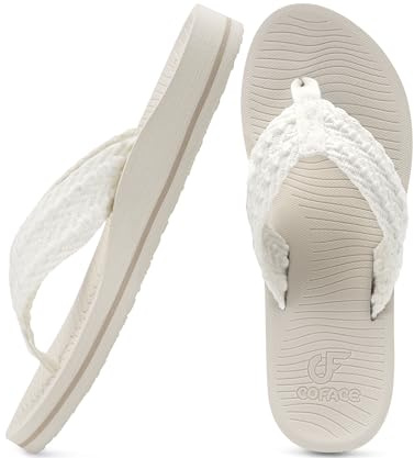 COFACE Womens Orthopedic Flip Flops Comfortable Orthotic Sandals Cushion Recovery Plantar Fasciitis Walking Slip On Ladies Flip Flops for Woman Size 3-9
