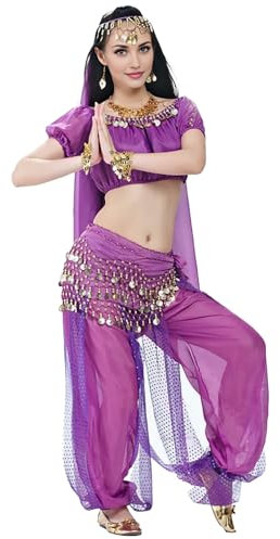 Baisdan Damen Indianer Bauchtanz Sets Arabisches Outfit Karneval Halloween Karneval Performance Kostüm Lila