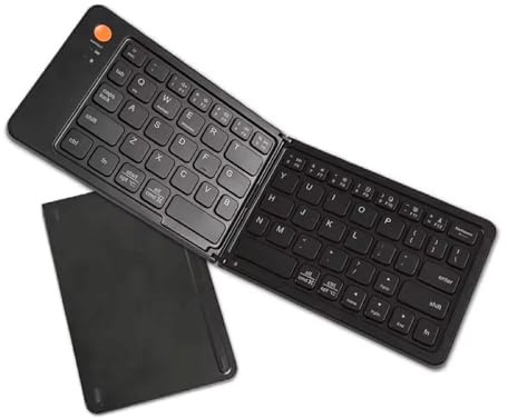 XIHAMA Tastiera Bluetooth pieghevole con supporto per telefono,tastiera wireless ultra sottile per ufficio e lavoro a distanza,compatibile con Android,iOS,Windows,ricaricabile,full-size (nero)