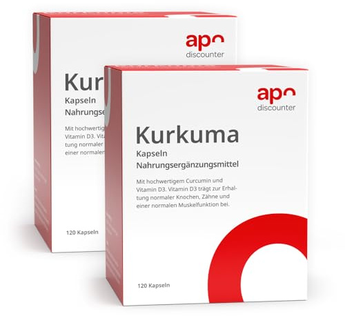 Kurkuma Kapseln mit Vitamin D3 von apodiscounter 2x 120 stk