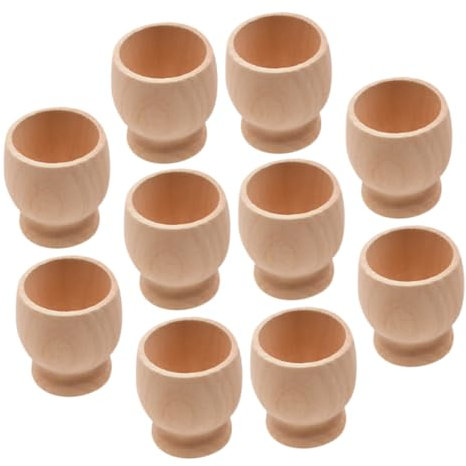 Angoily 10 Pièces Coquetier Bois Vierge Mini Support à Œufs à Personnaliser Lot de Coquetiers Bois pour Décoration