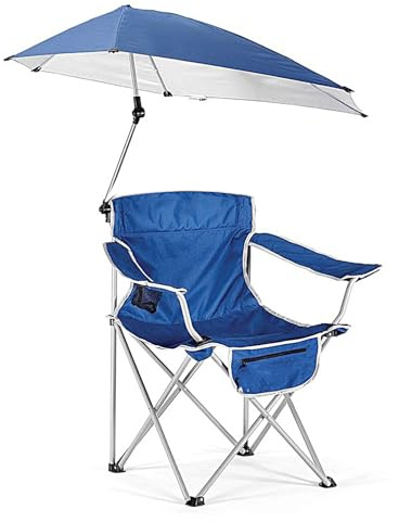 Beach Chair with Umbrella for Adults Folding Lawn Chairs 600D Oxford Fabric Portable Camping Chair with Cup Holder for Beach, Campings, Fishing Load Bearing 120kg