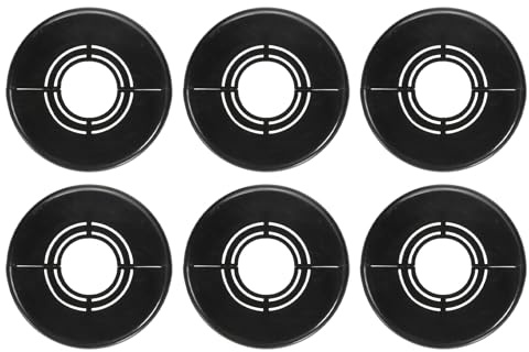 sourcing map 6pcs Wall Split Flange 1.18 (30mm) Plastic Round Adjustable Split Flange Pipe Cover Clip-on Escutcheon Collar Under Sink Pipe Radiator for Bathroom Kitchen Toilet, Black