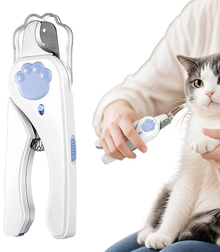 Taglierina per artigli per gatti, tagliaunghie automatico con luce a LED e per animali, toelettatura portatile per animali di taglia piccola e grande