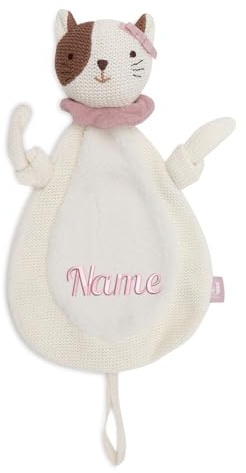 Elefantasie Schnuffeltuch mit Name Bestickt Kuscheltuch personalisiert REH Geschenk zur Geburt (Katze)