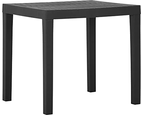 HaoChrymec Gartentisch aus Kunststoff, Wetterfest, Beistelltisch Outdoor, Balkon Tisch, Loungetisch für Garten, Grau, 79x65x72 cm